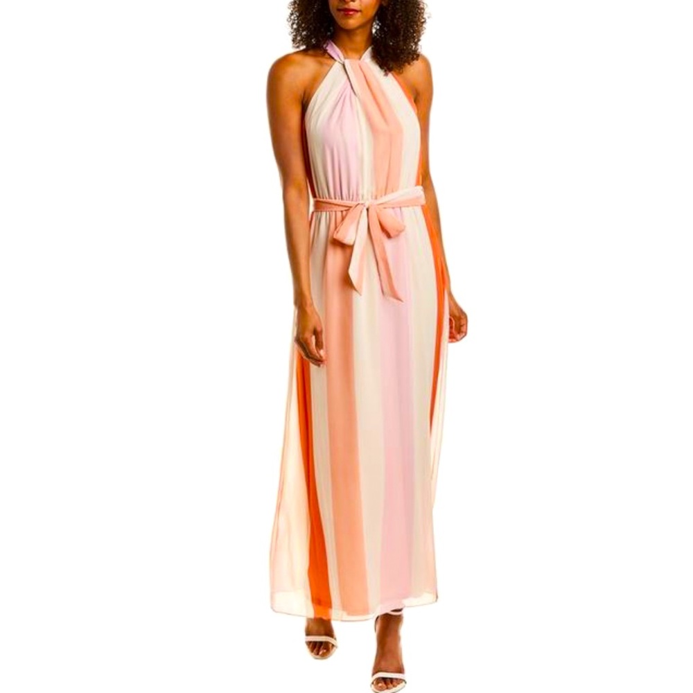 Julia Jordan Striped Chiffon Maxi Dress